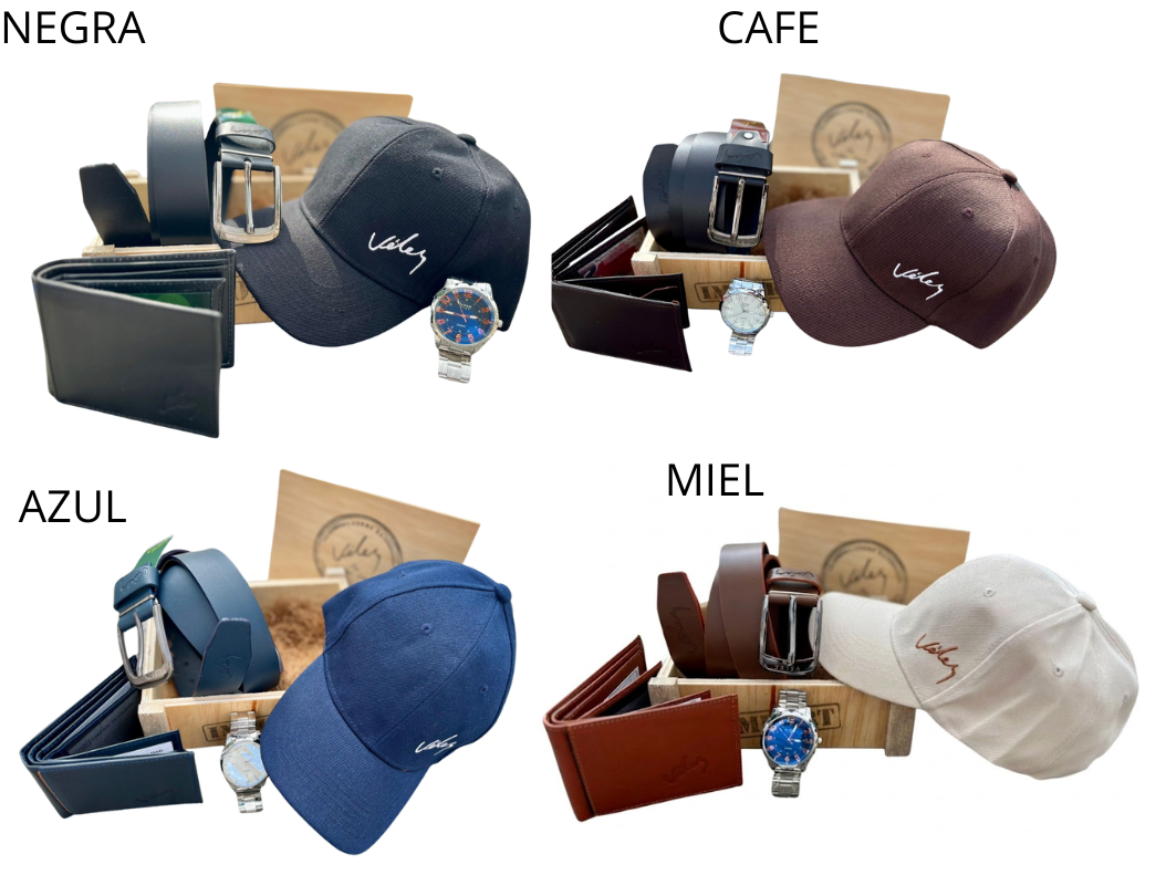 SET X5 CAJA+BILLETERA+CORREA+GORRA+RELOJ